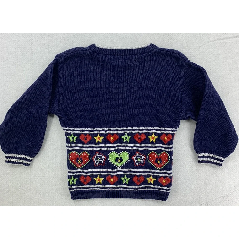 Vintage Girl's Gymboree Hearts Embroidered Sweater Size Large Cotton